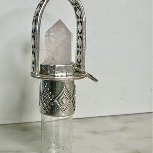 Essential Oil Rollerball Necklace - Rose Quartz Stone - Refillable Oil Roller